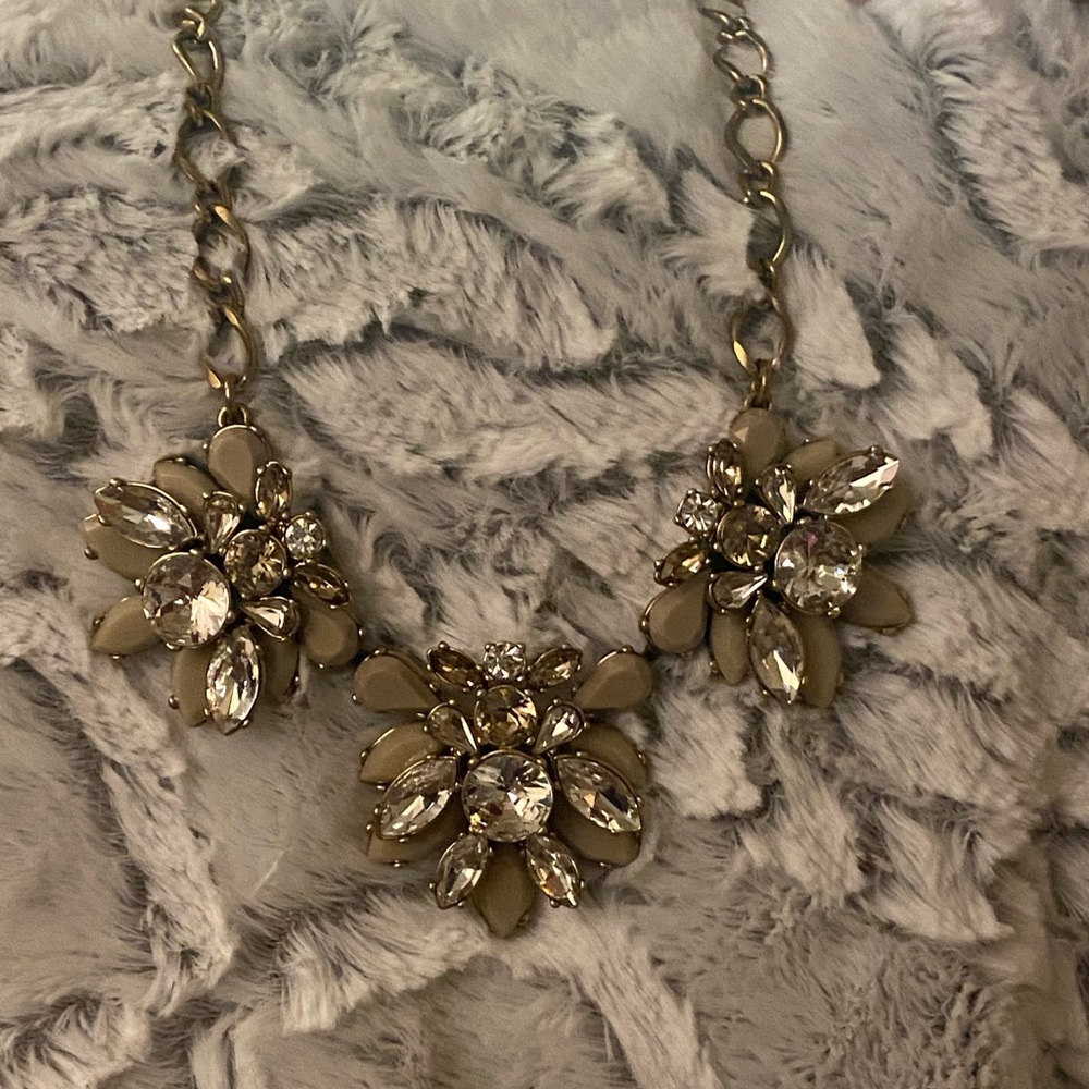 Gold necklace with gold/silver with gems 18”